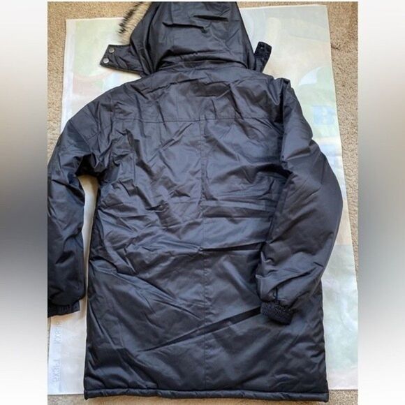 Han Ton Men's Hooded Black Parka With Faux Fur Trim Size S Puffer NWT $129 - Picture 6 of 11